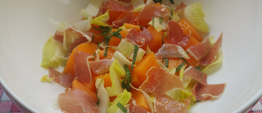 salade de melon au jambon cru et menthe